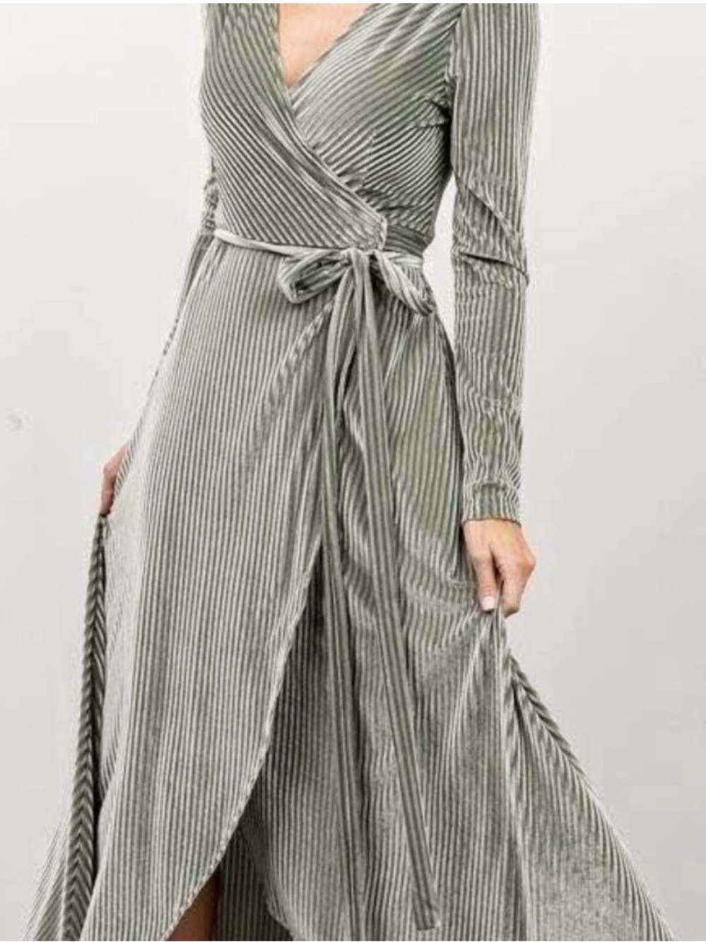 Baltic Born Jada Velvet Wrap Maxi Dress in Sage
